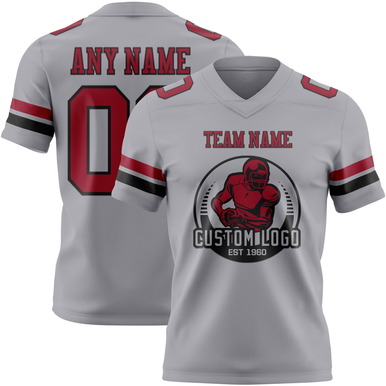 Custom Gray Cardinal-Black Authentic Football Jersey