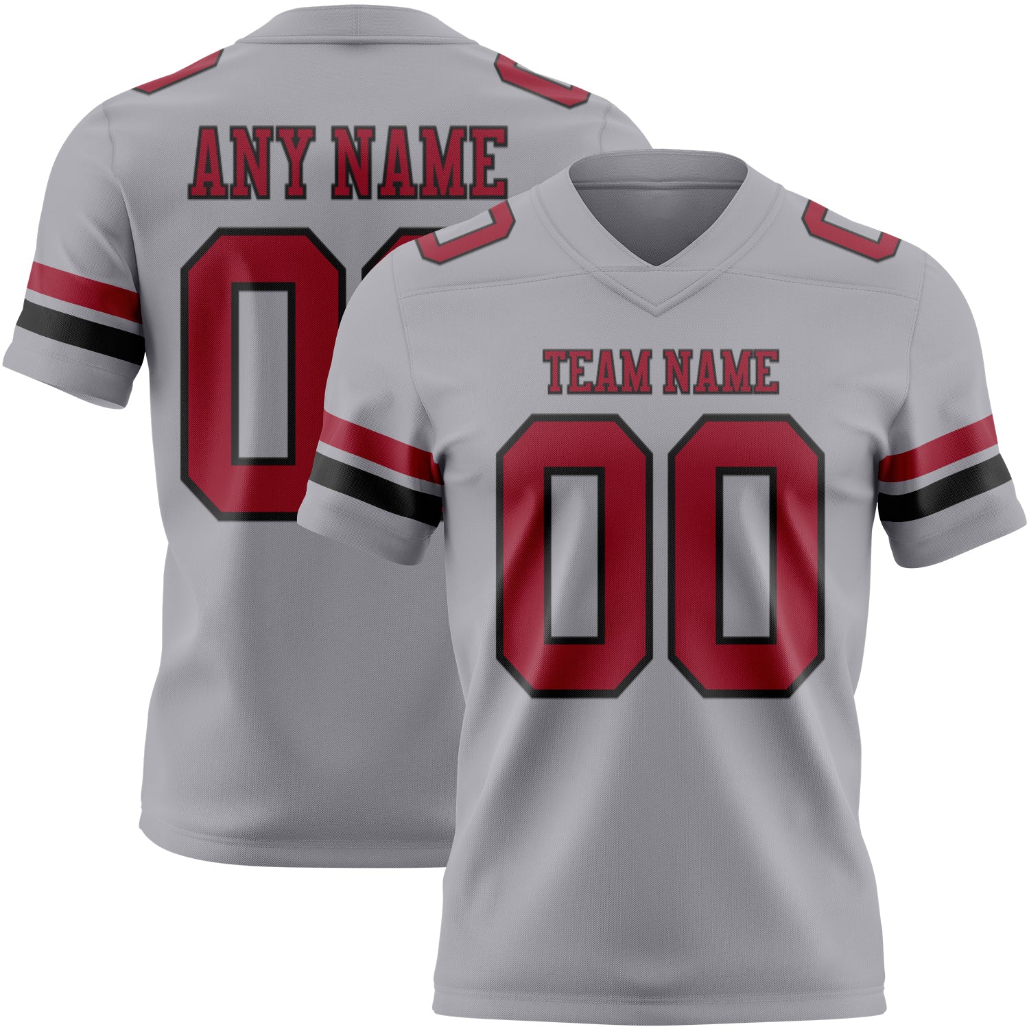 Custom Gray Cardinal-Black Authentic Football Jersey