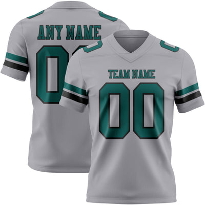 Custom Gray Midnight Green-Black Authentic Football Jersey