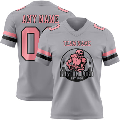 Custom Gray Medium Pink-Black Authentic Football Jersey