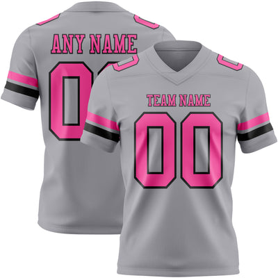 Custom Gray Pink-Black Authentic Football Jersey