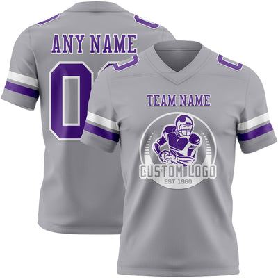 Custom Gray Purple-White Authentic Football Jersey