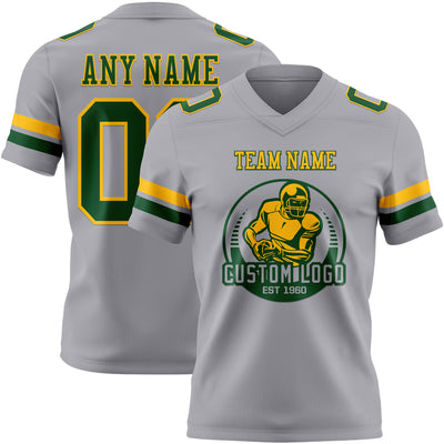 Custom Gray Green-Gold Authentic Football Jersey