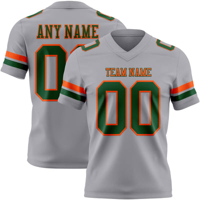 Custom Gray Green-Orange Authentic Football Jersey
