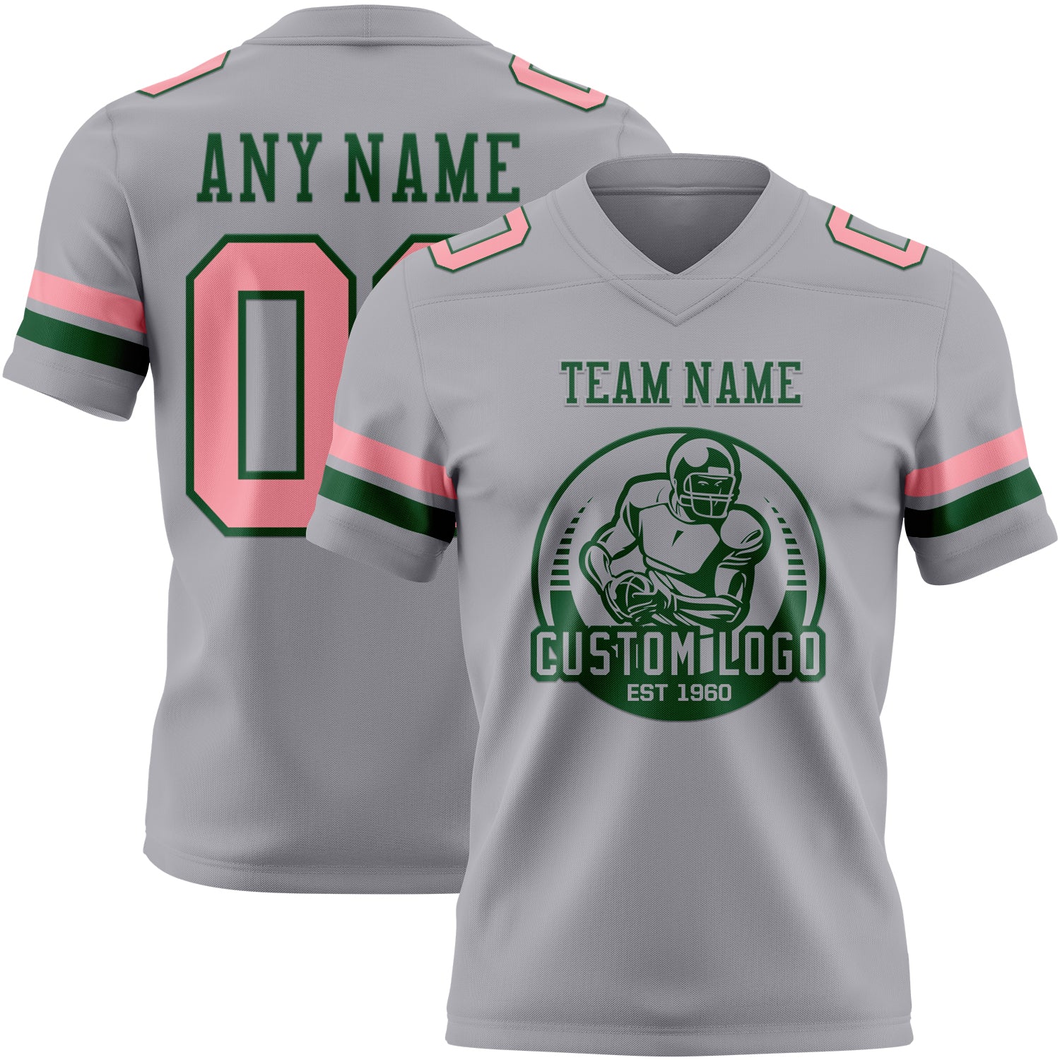 Custom Gray Medium Pink-Green Authentic Football Jersey