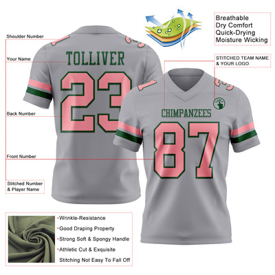 Custom Gray Medium Pink-Green Authentic Football Jersey