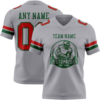 Custom Gray Red-Green Authentic Football Jersey