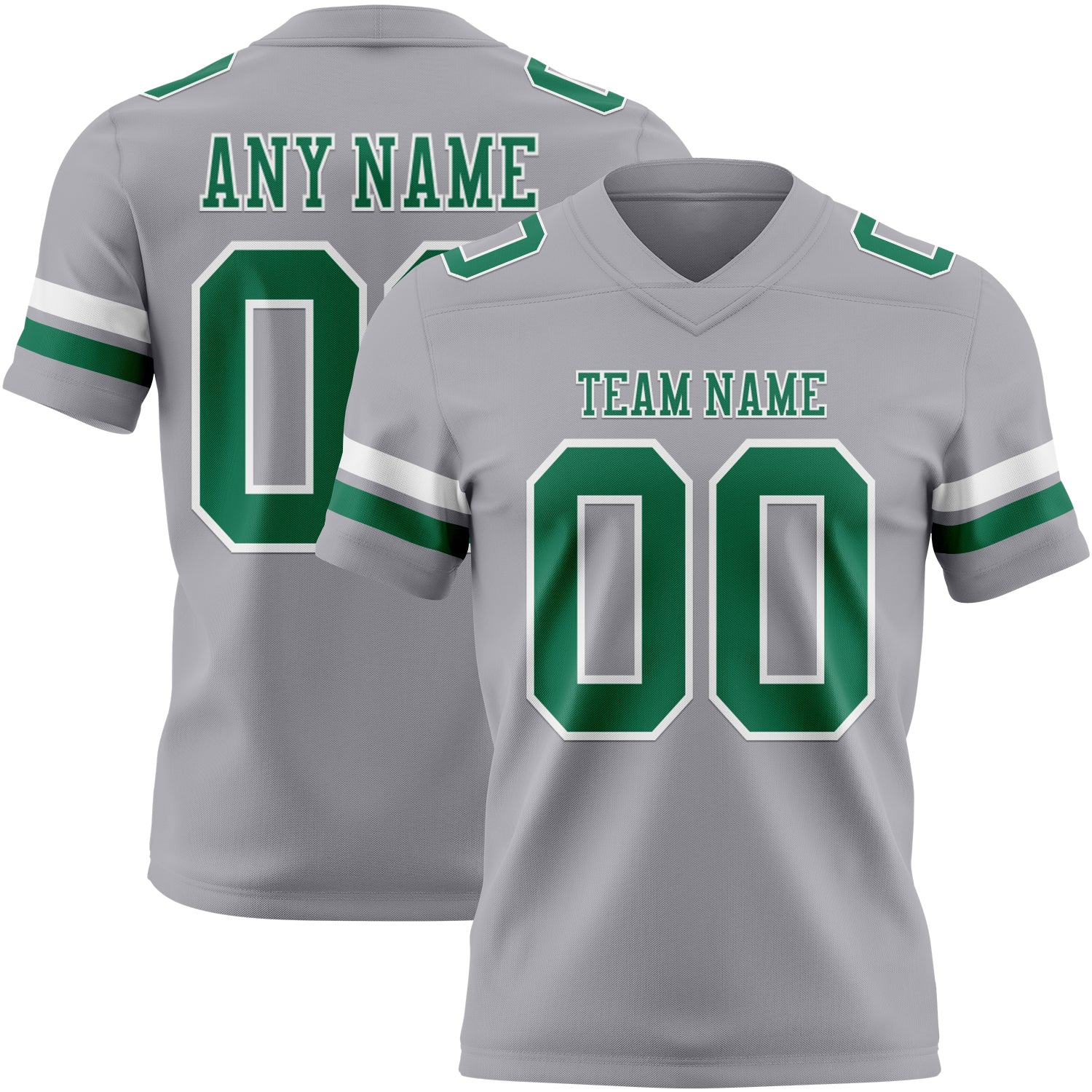 Custom Gray Kelly Green-White Authentic Football Jersey