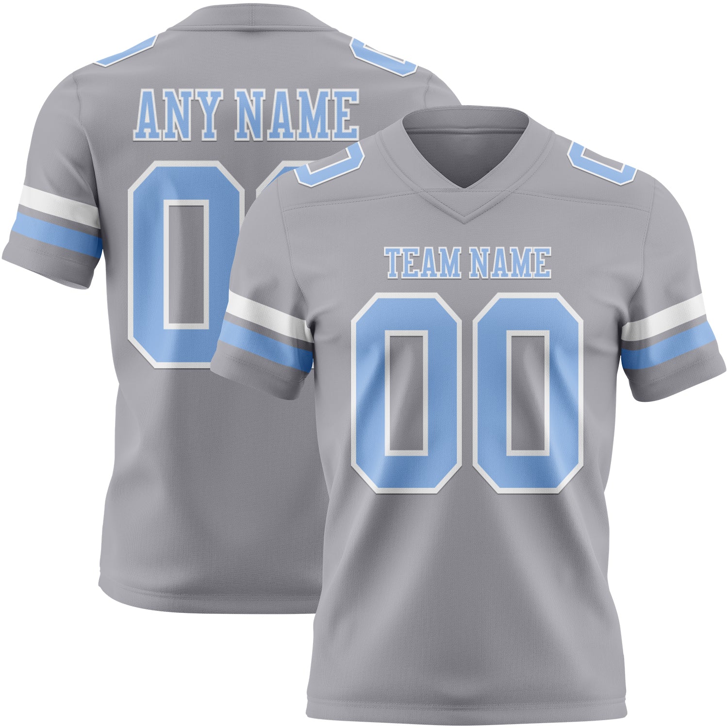 Custom Gray Light Blue-White Authentic Football Jersey