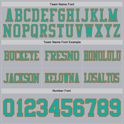 Custom Gray Aqua-Orange Authentic Football Jersey