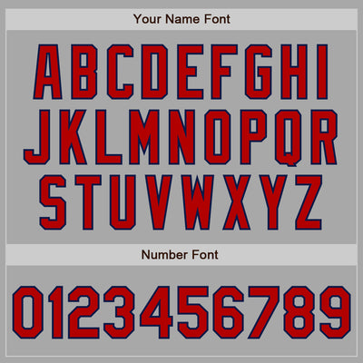 Custom Stitched Gray Red-Navy Baseball Pullover Sweatshirt Hoodie