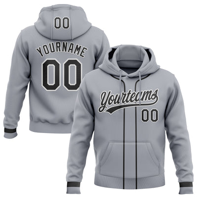 Custom Stitched Gray Black-White Baseball Pullover Sweatshirt Hoodie