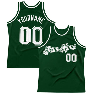 Custom Green White Authentic Throwback Basketball Jersey
