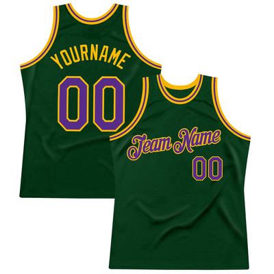 Custom Green Purple-Gold Authentic Throwback Basketball Jersey