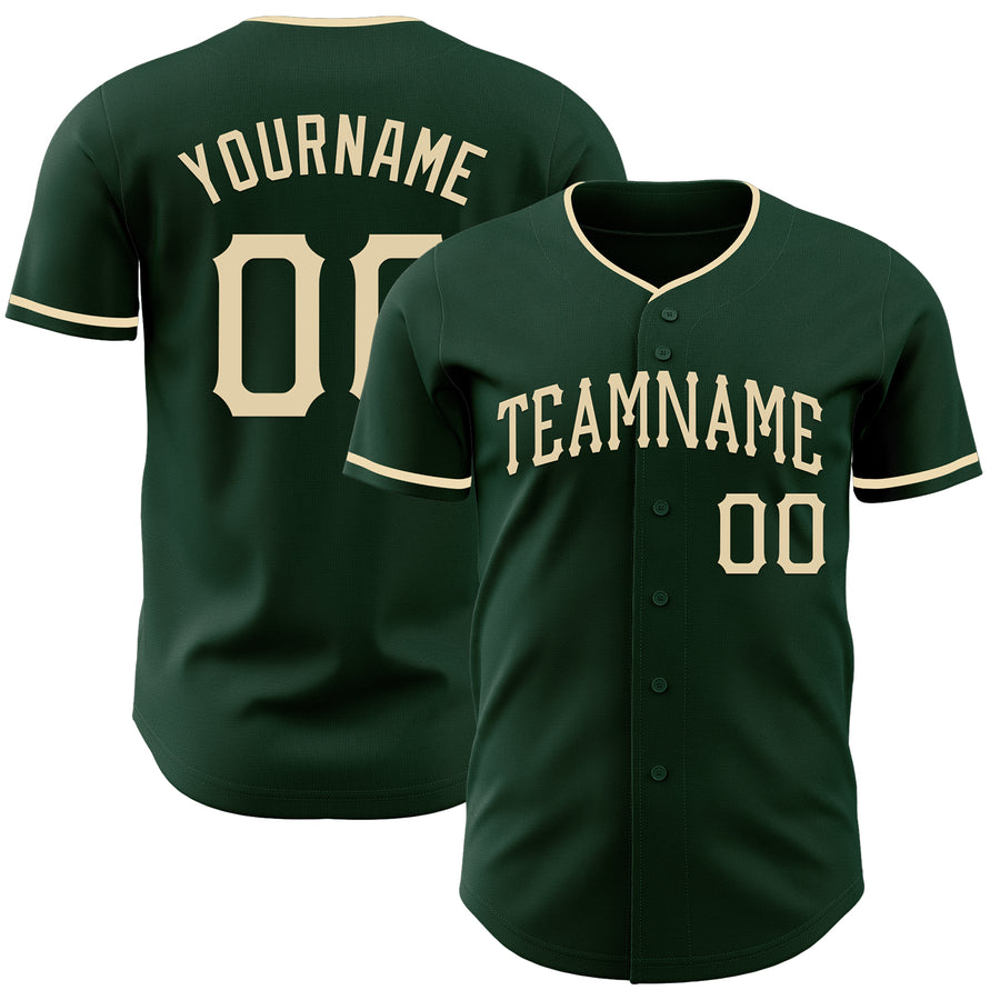 Custom Green Cream Authentic Baseball Jersey