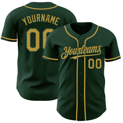 Custom Green Old Gold Authentic Baseball Jersey