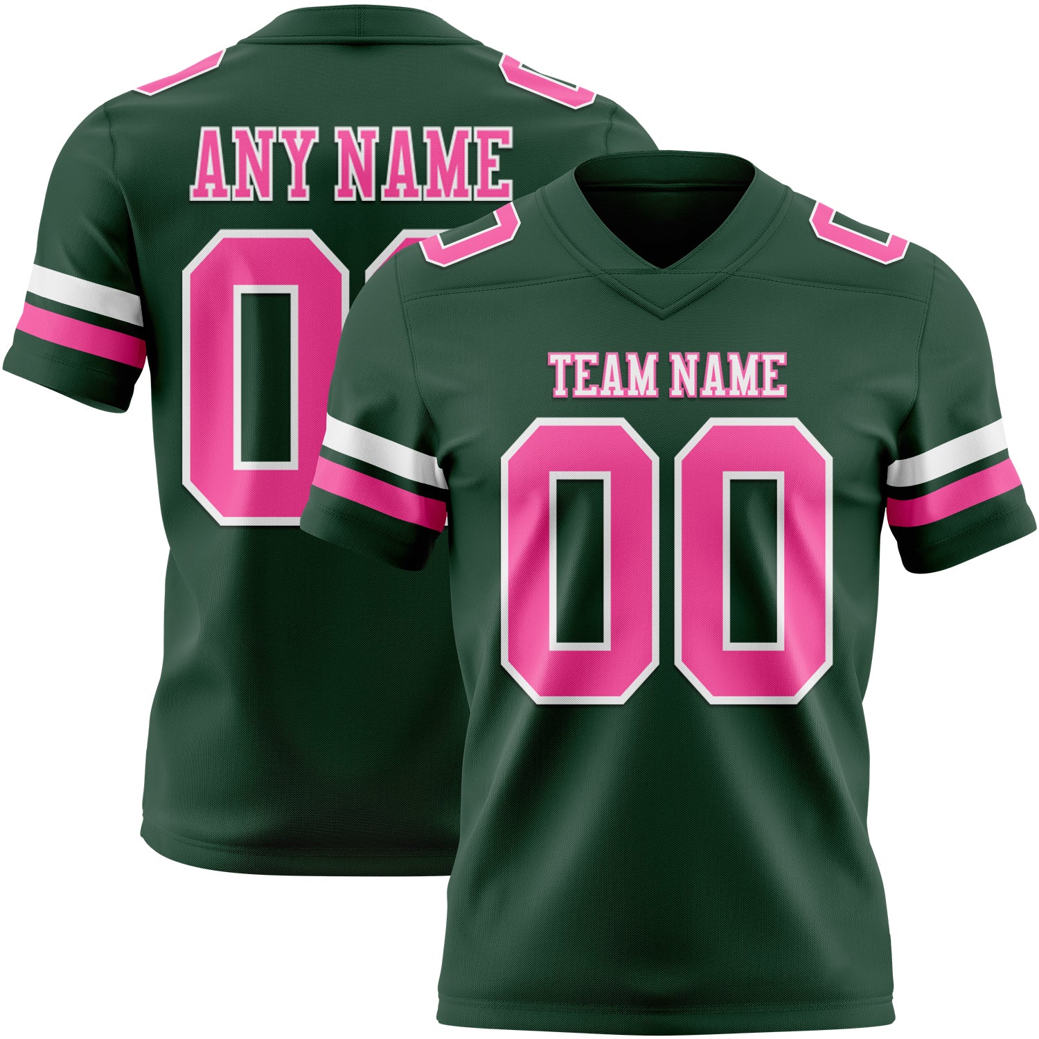 Custom Green Pink-White Authentic Football Jersey