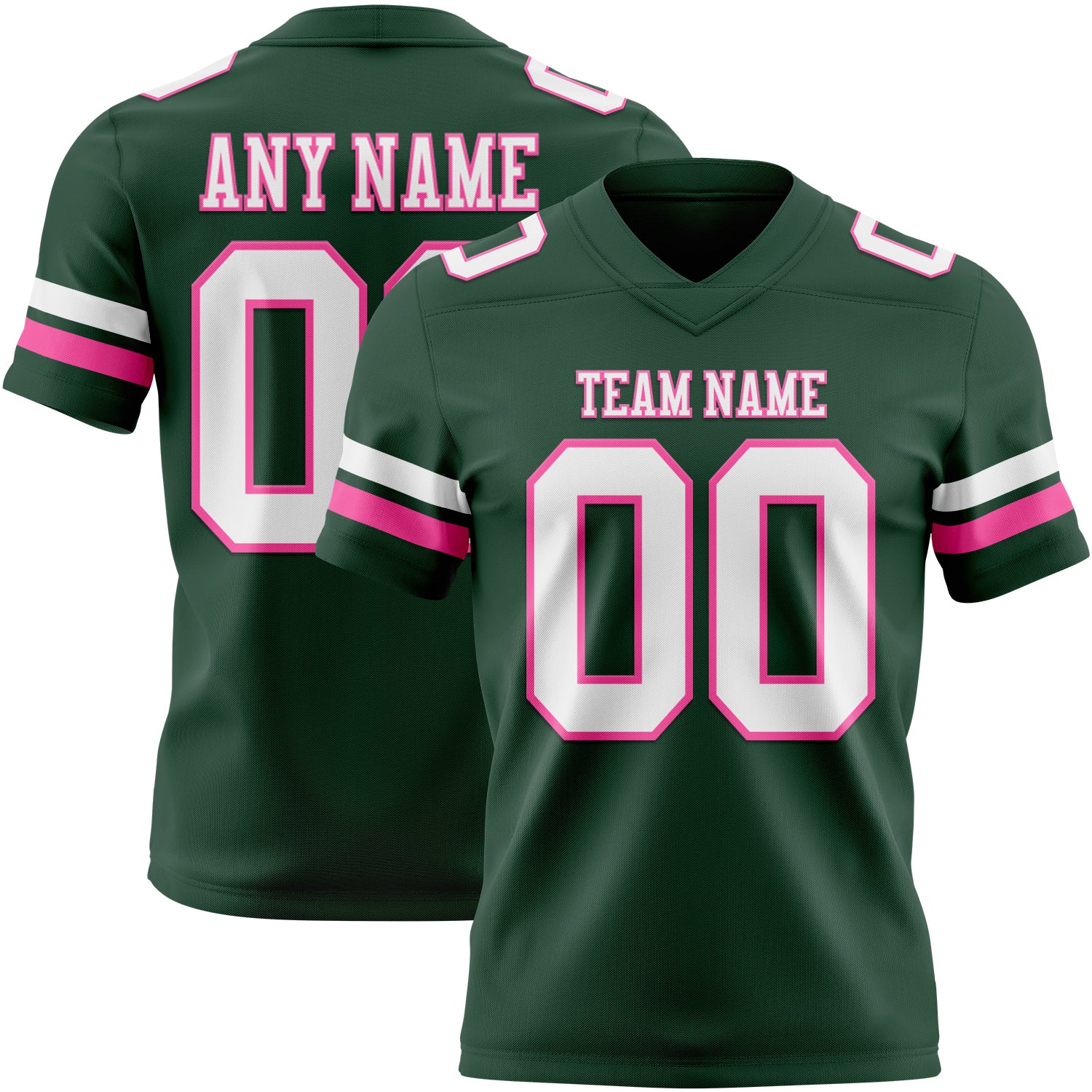 Custom Green White-Pink Authentic Football Jersey