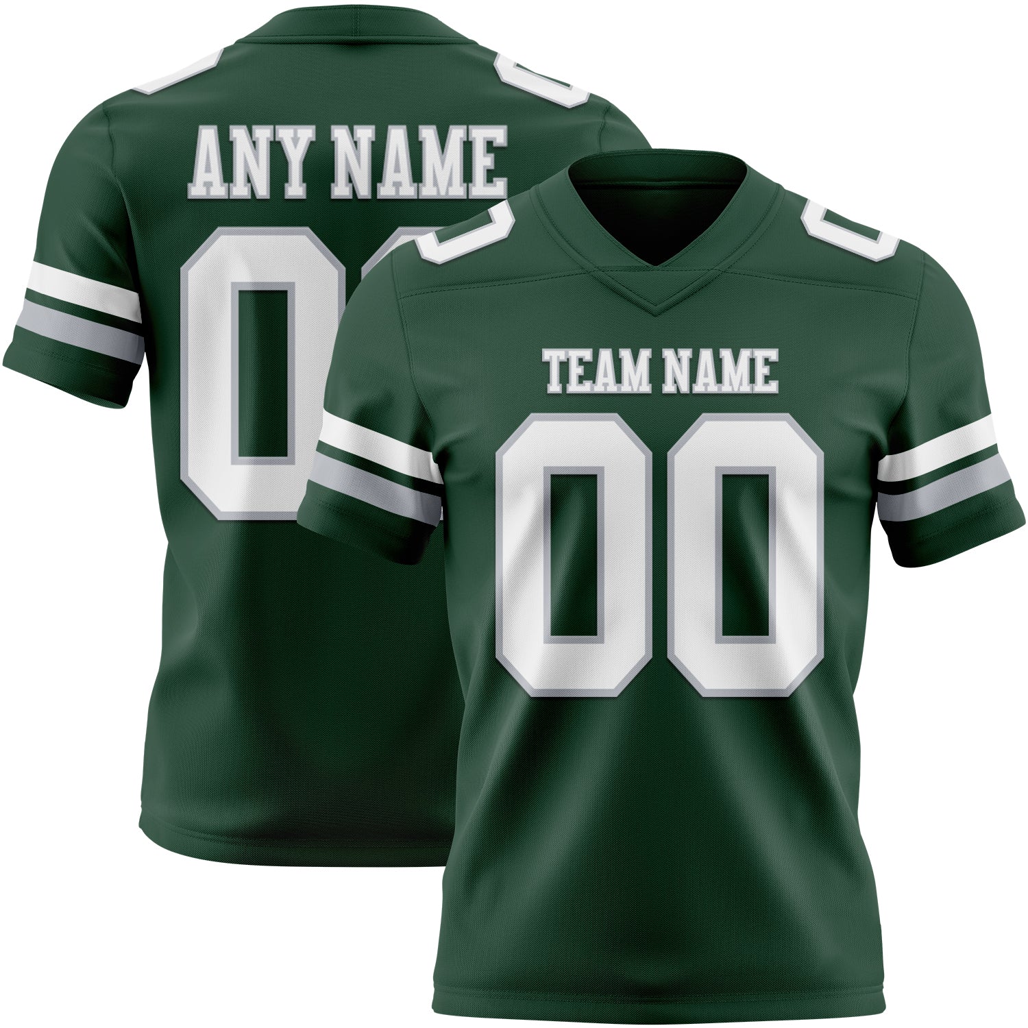 Custom Green White-Gray Authentic Football Jersey