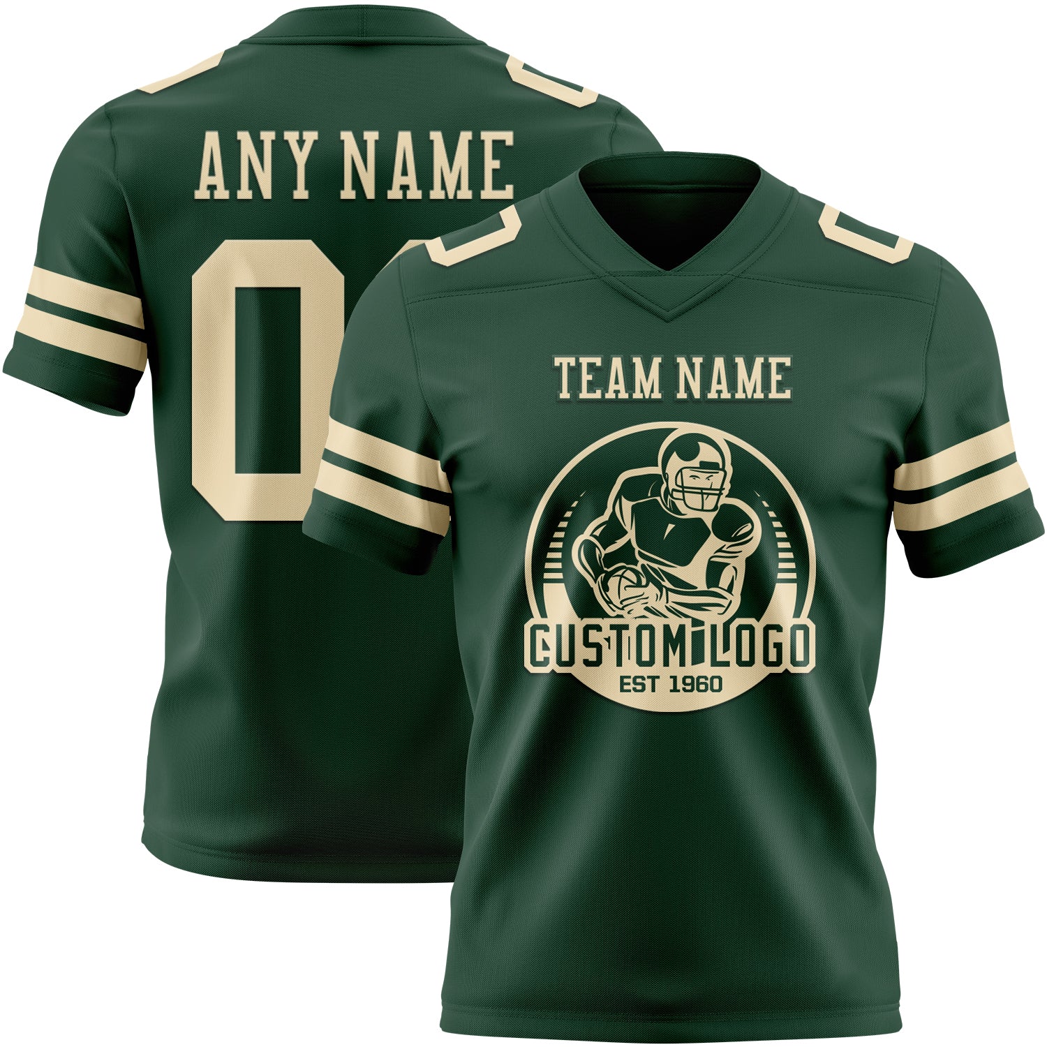 Custom Green Cream Authentic Football Jersey