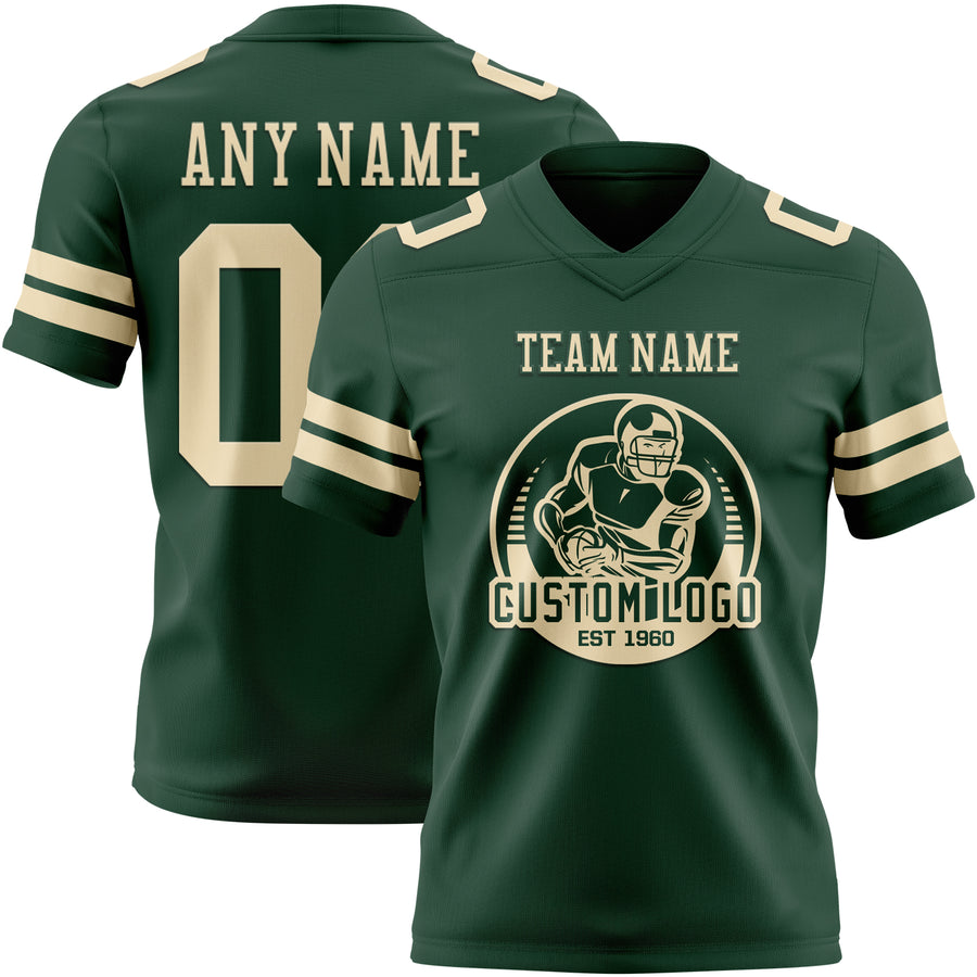 Custom Green Cream Authentic Football Jersey