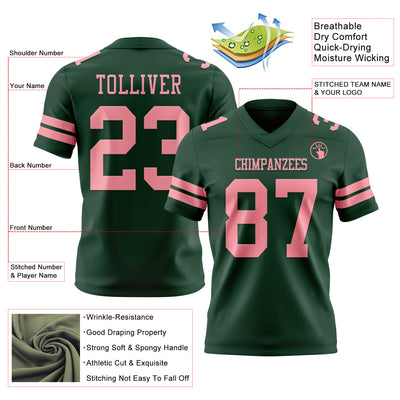 Custom Green Medium Pink Authentic Football Jersey