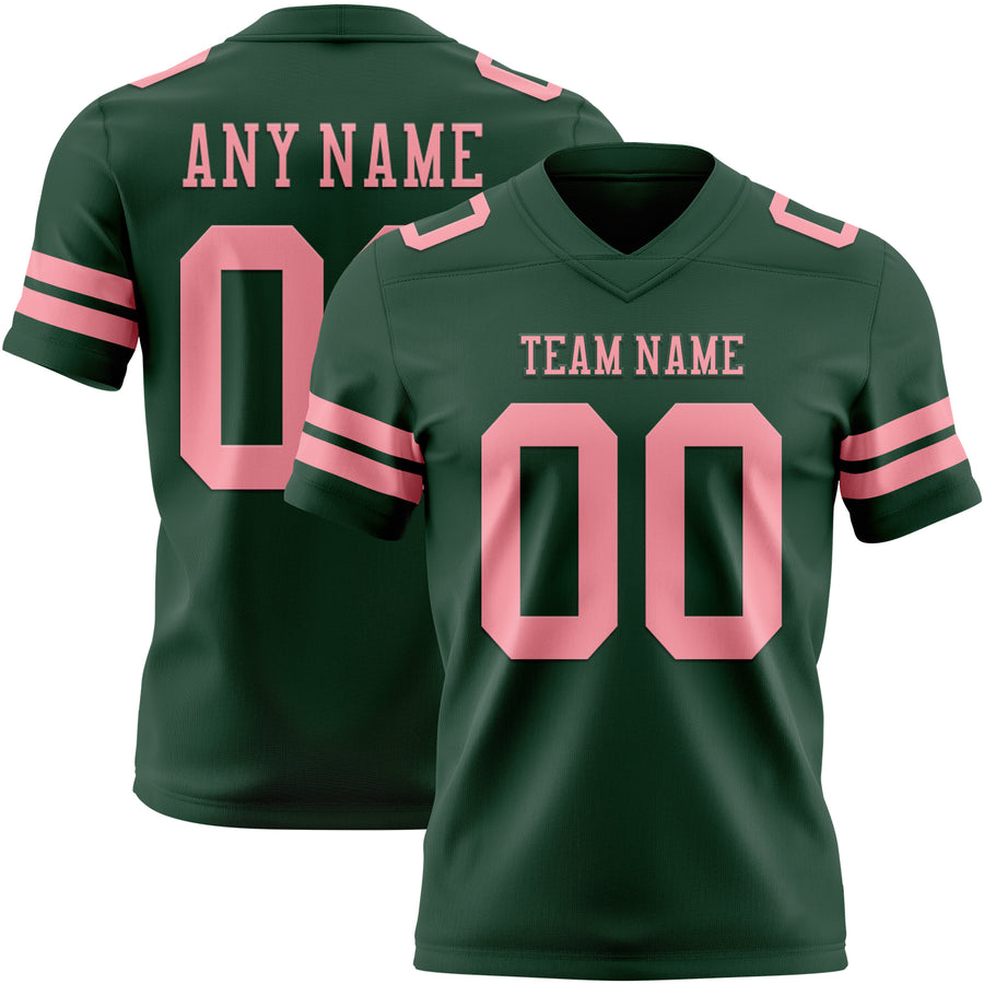 Custom Green Medium Pink Authentic Football Jersey