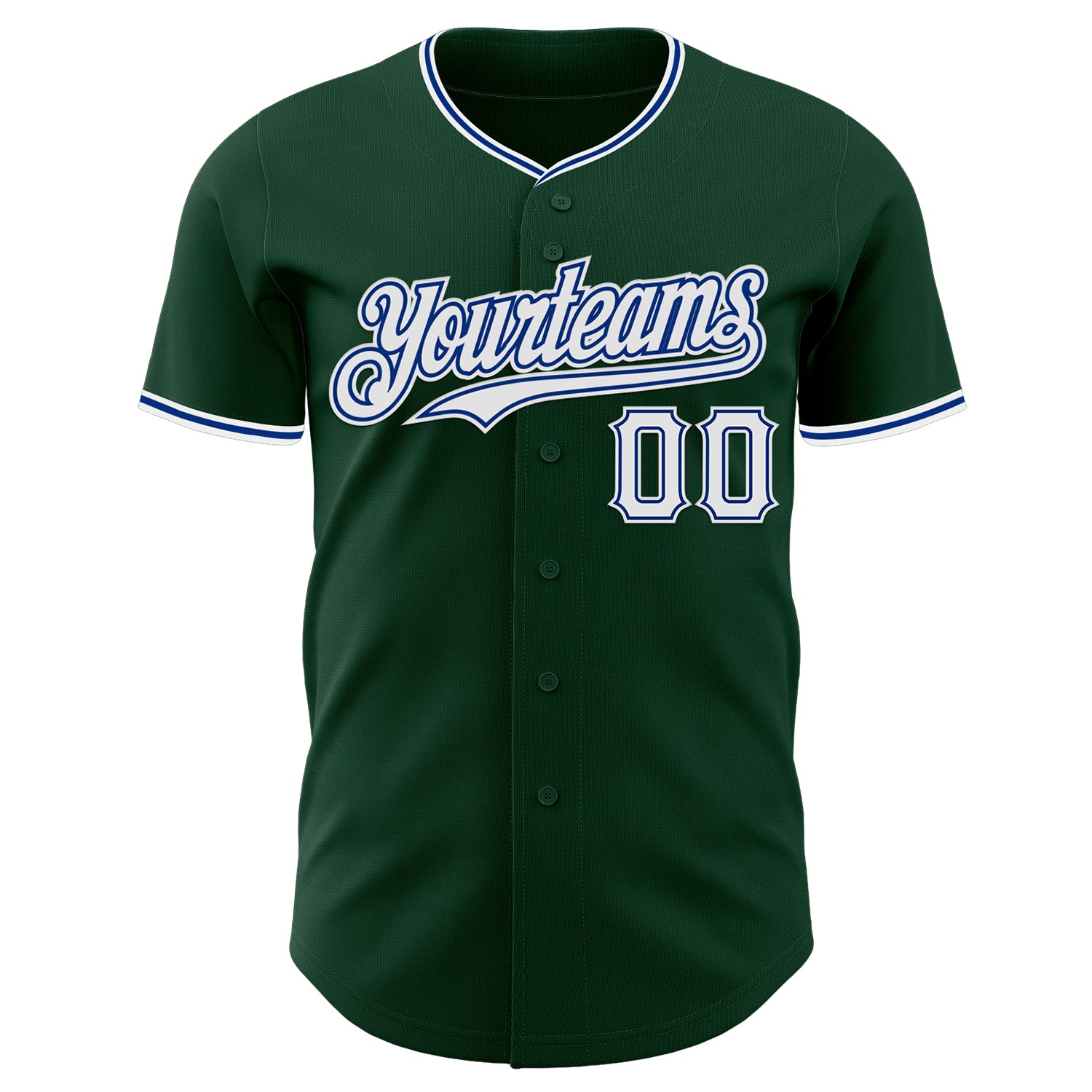 Custom Green White-Royal Authentic Baseball Jersey