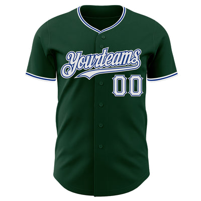 Custom Green White-Royal Authentic Baseball Jersey