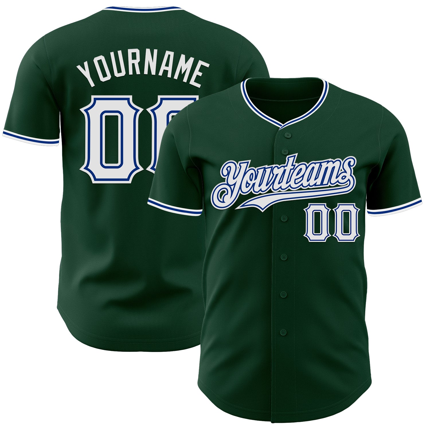 Custom Green White-Royal Authentic Baseball Jersey