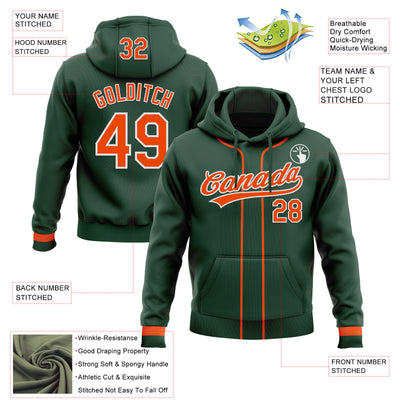Custom Stitched Green Orange-White Baseball Pullover Sweatshirt Hoodie