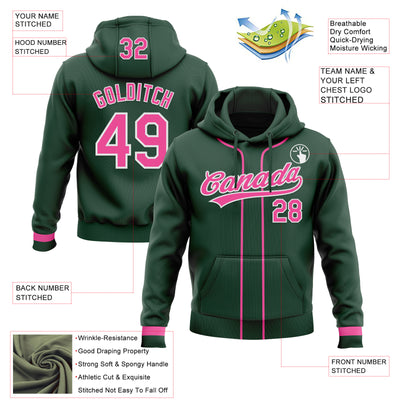 Custom Stitched Green Pink-White Baseball Pullover Sweatshirt Hoodie