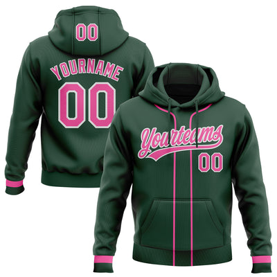 Custom Stitched Green Pink-White Baseball Pullover Sweatshirt Hoodie