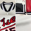 Custom White Black-Red Bomber Full-Snap Varsity Letterman Two Tone Jacket