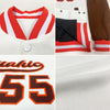 Custom White Brown-Orange Bomber Full-Snap Varsity Letterman Two Tone Jacket