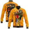 Custom Gold Black-Old Gold Black History Month 3D Pattern Design Bomber Full-Snap Varsity Letterman Jacket