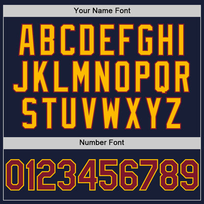 Custom Navy Crimson-Gold Bomber Full-Snap Varsity Letterman Hoodie Jacket