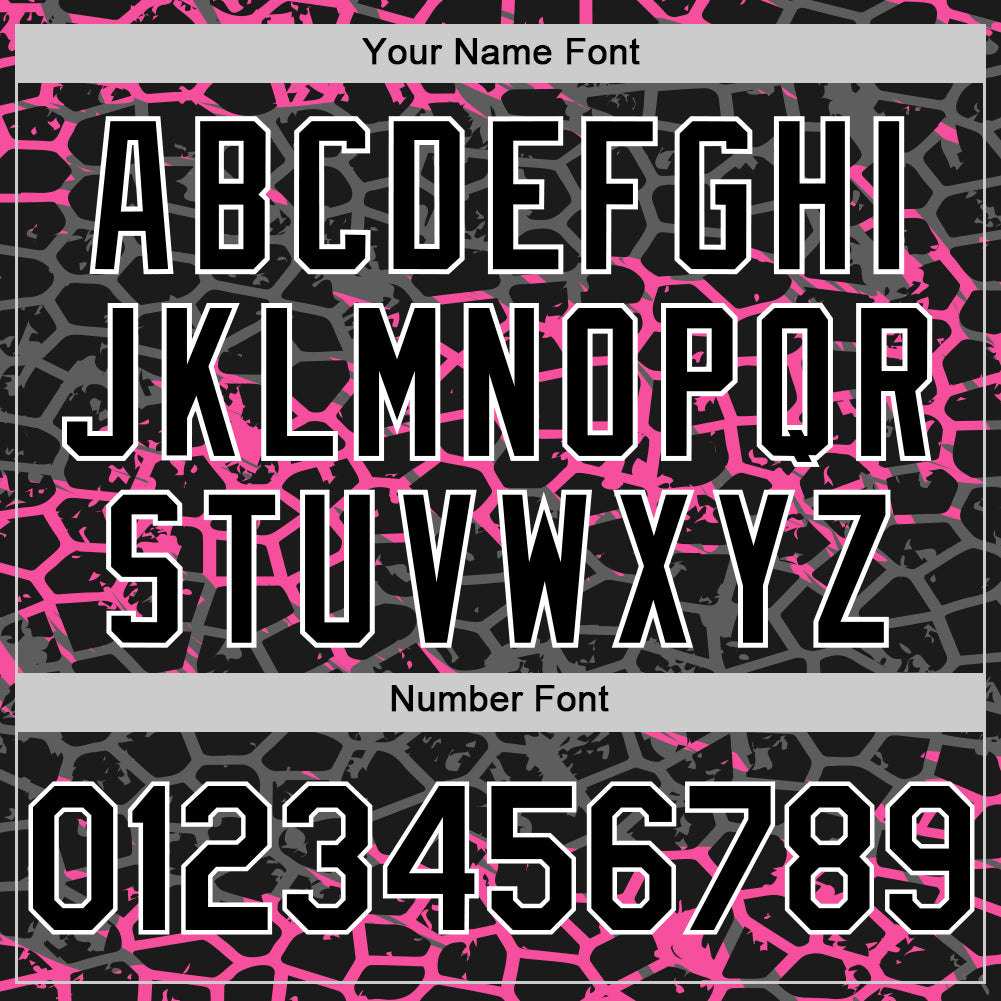 Custom Black Pink-White Abstract Network 3D Pattern Design Bomber Full-Snap Varsity Letterman Hoodie Jacket