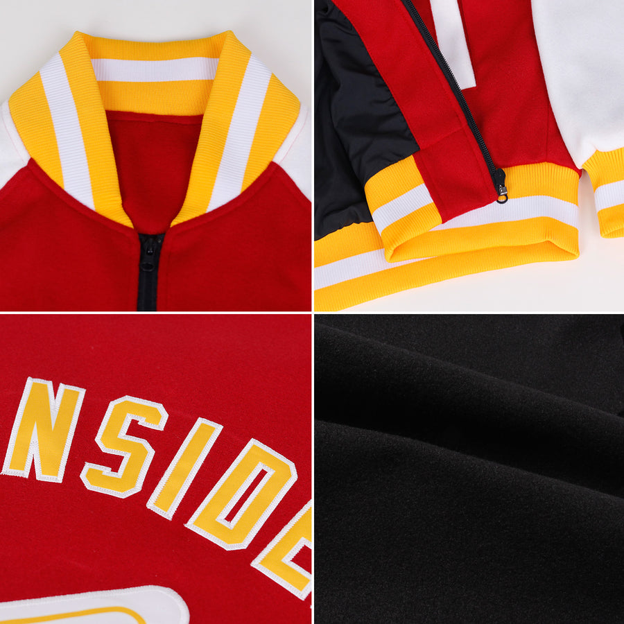 Custom Black White Bomber Varsity Letterman Zipper Jacket