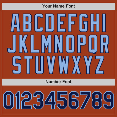 Custom Texas Orange Navy-Light Blue Bomber Full-Snap Varsity Letterman Hoodie Jacket