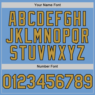 Custom Light Blue Old Gold-Black Bomber Full-Snap Varsity Letterman Hoodie Jacket