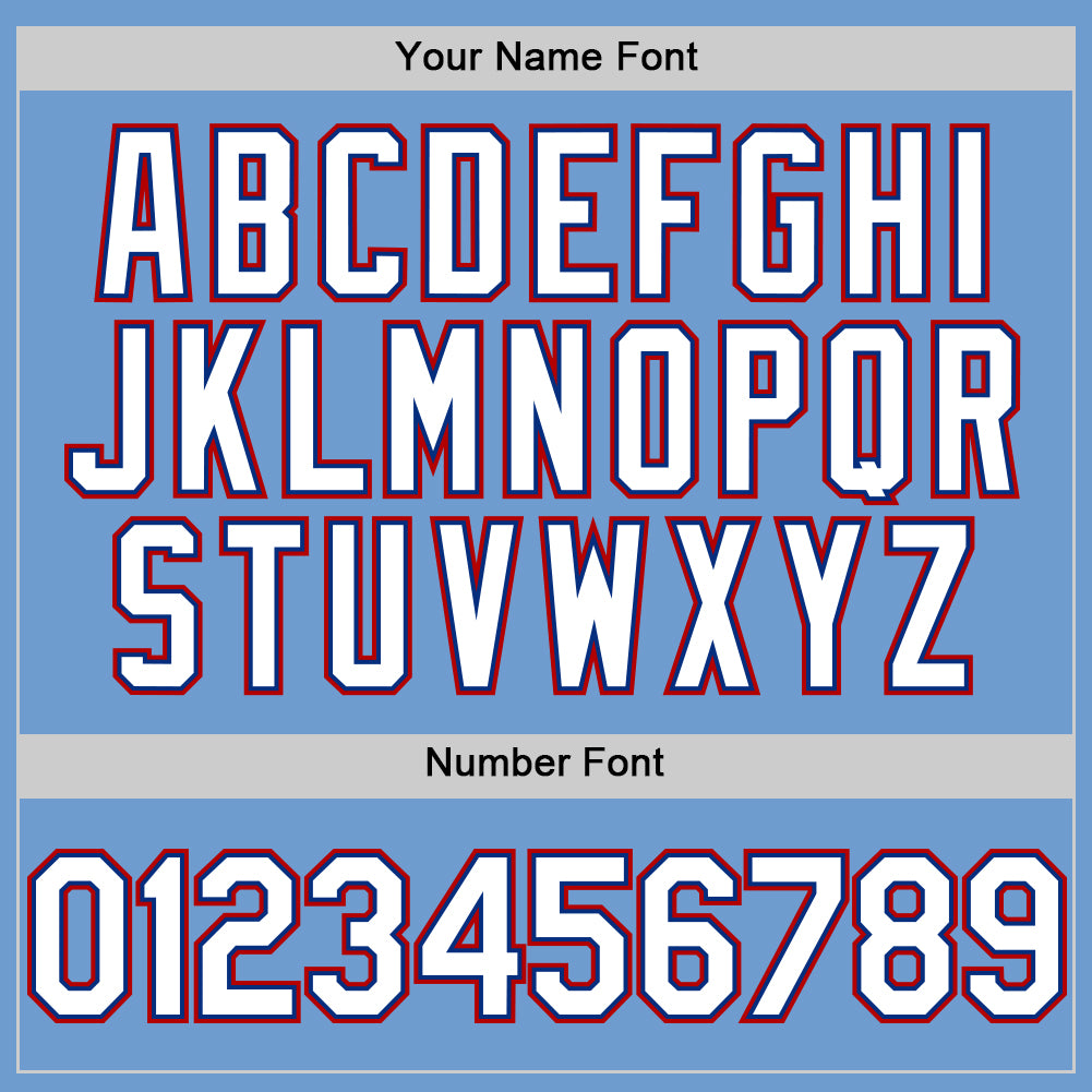 Custom Light Blue Royal-Red Bomber Full-Snap Varsity Letterman Hoodie Jacket