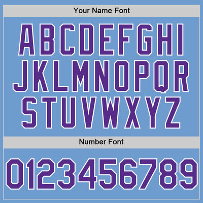 Custom Light Blue Purple-White Bomber Full-Snap Varsity Letterman Hoodie Jacket