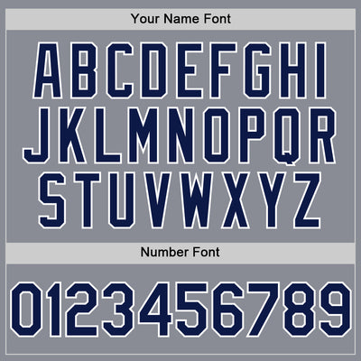 Custom Gray Navy-White Bomber Full-Snap Varsity Letterman Hoodie Jacket