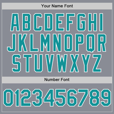 Custom Gray Teal-White Bomber Full-Snap Varsity Letterman Hoodie Jacket