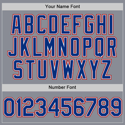 Custom Gray Royal-Red Bomber Full-Snap Varsity Letterman Hoodie Jacket