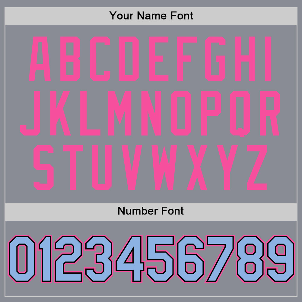 Custom Gray Light Blue Black-Pink Bomber Full-Snap Varsity Letterman Two Tone Hoodie Jacket