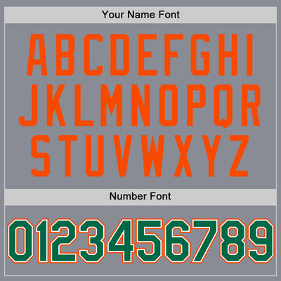 Custom Gray Kelly Green-Orange Bomber Full-Snap Varsity Letterman Two Tone Hoodie Jacket