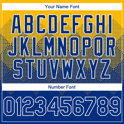 Custom Gold Royal-White Gradient Square Shape 3D Pattern Design Bomber Full-Snap Varsity Letterman Hoodie Jacket