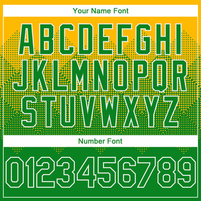 Custom Gold Grass Green-White Gradient Square Shape 3D Pattern Design Bomber Full-Snap Varsity Letterman Hoodie Jacket